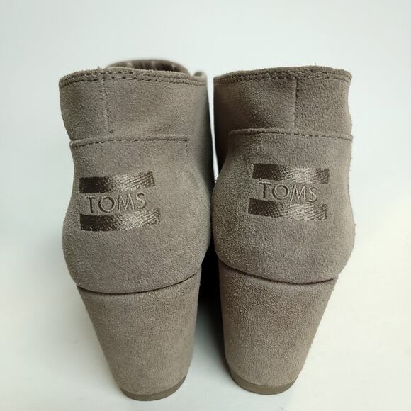 Tom’s Wedge Bootie Womens Size 9.5 Taupe Suede Lace-Up Desert Ankle - Picture 8 of 10